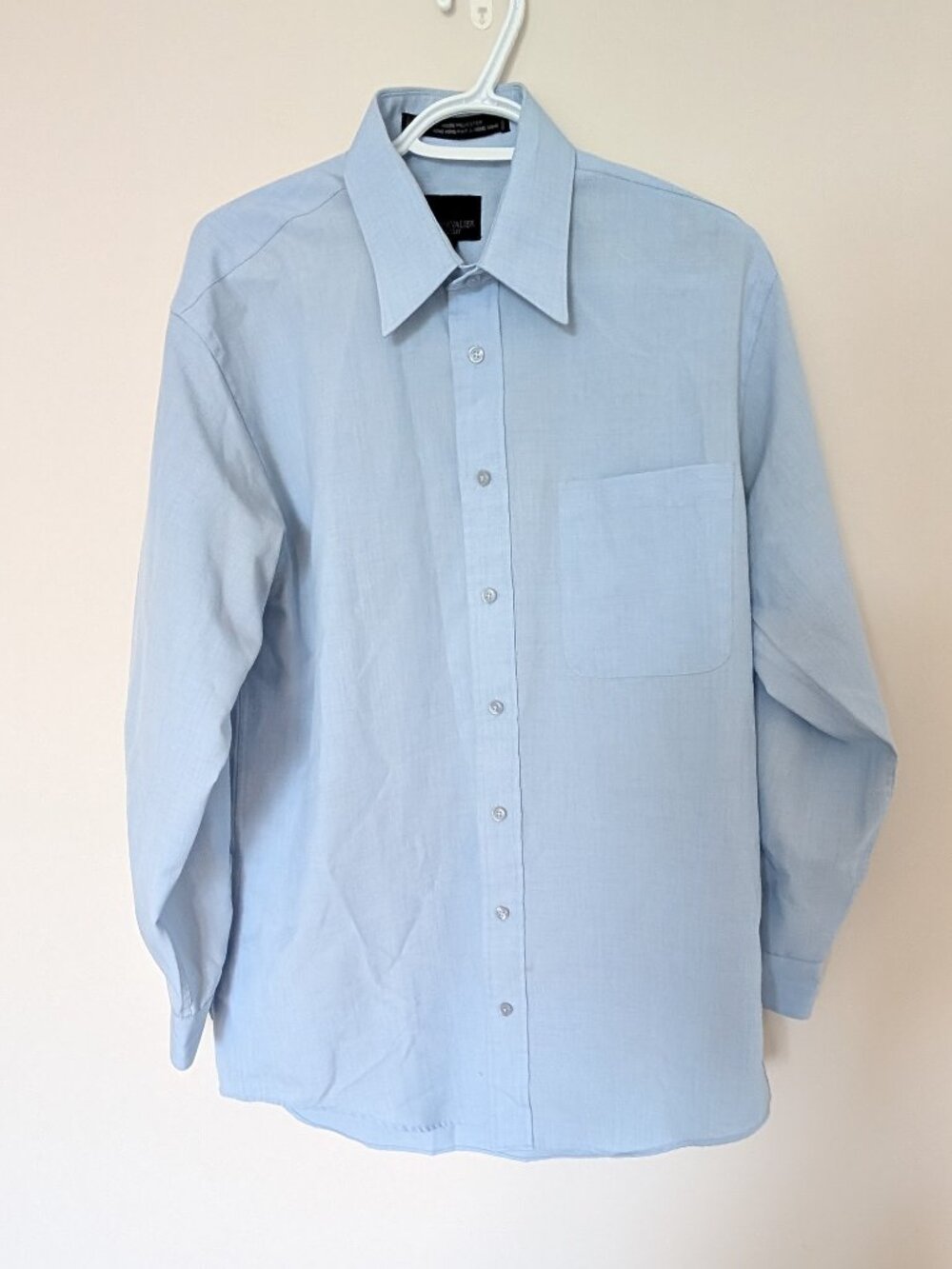 Leo Chevalier Design Light Blue Dress Shirt 15 32/33 Long Sleeve Pocket Button F